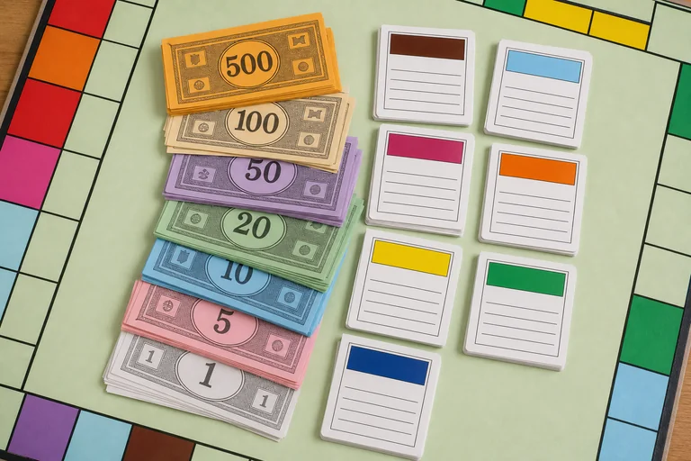 Mani che lanciano dadi su Monopoly
